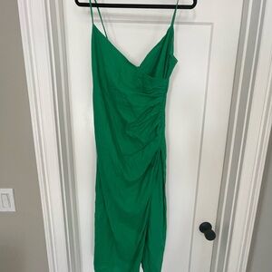 Zara Linen Dress in kelly Green